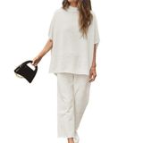 Roupas De Duas Peças Seeluna, Pulôver Feminino, Calça De Perna Larga