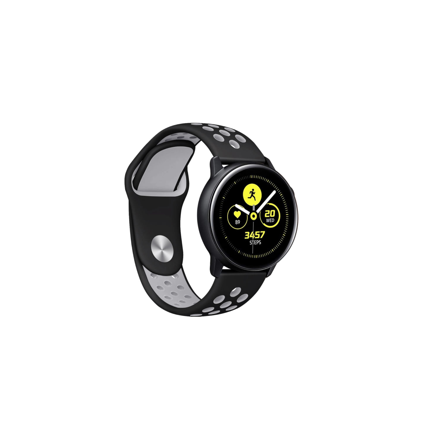 Pulseira De Silicone Para Samsung Galaxy Watch Active 2 - Preto/cinza