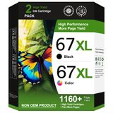 Cartuchos De Tinta Adoccur 67xl Preto/colorido Para Hp Deskjet 2755e