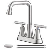 Torneira De Pia De Banheiro Hurran Brushed Nickel De 4 Polegadas Com 2 Alças