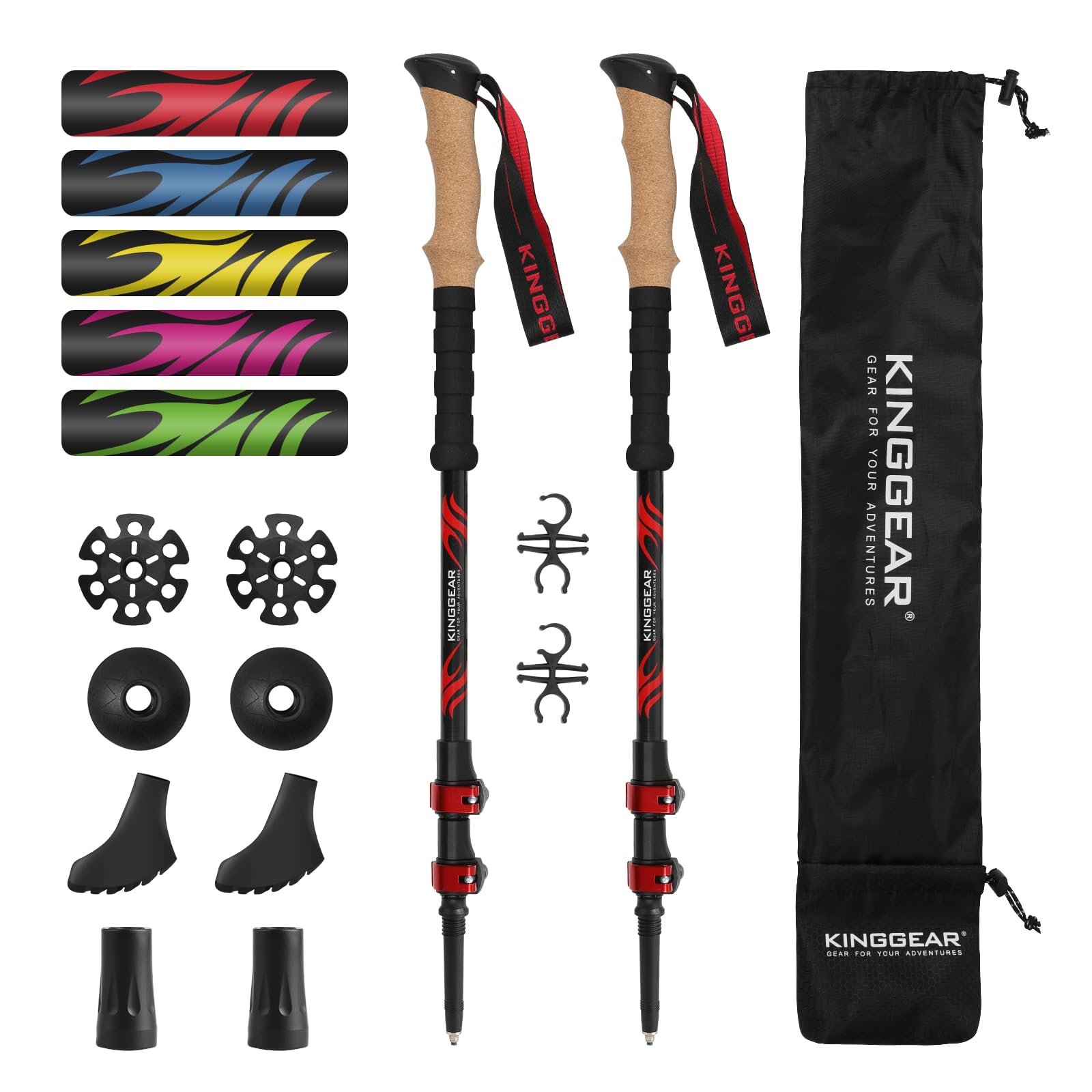 Bastão De Caminhada Nórdico Kinggear Tpc-1 100% Fibra De Carbono