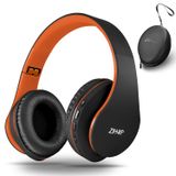 Fones De Ouvido Bluetooth Zihnic Over-ear Dobráveis Preto/laranja
