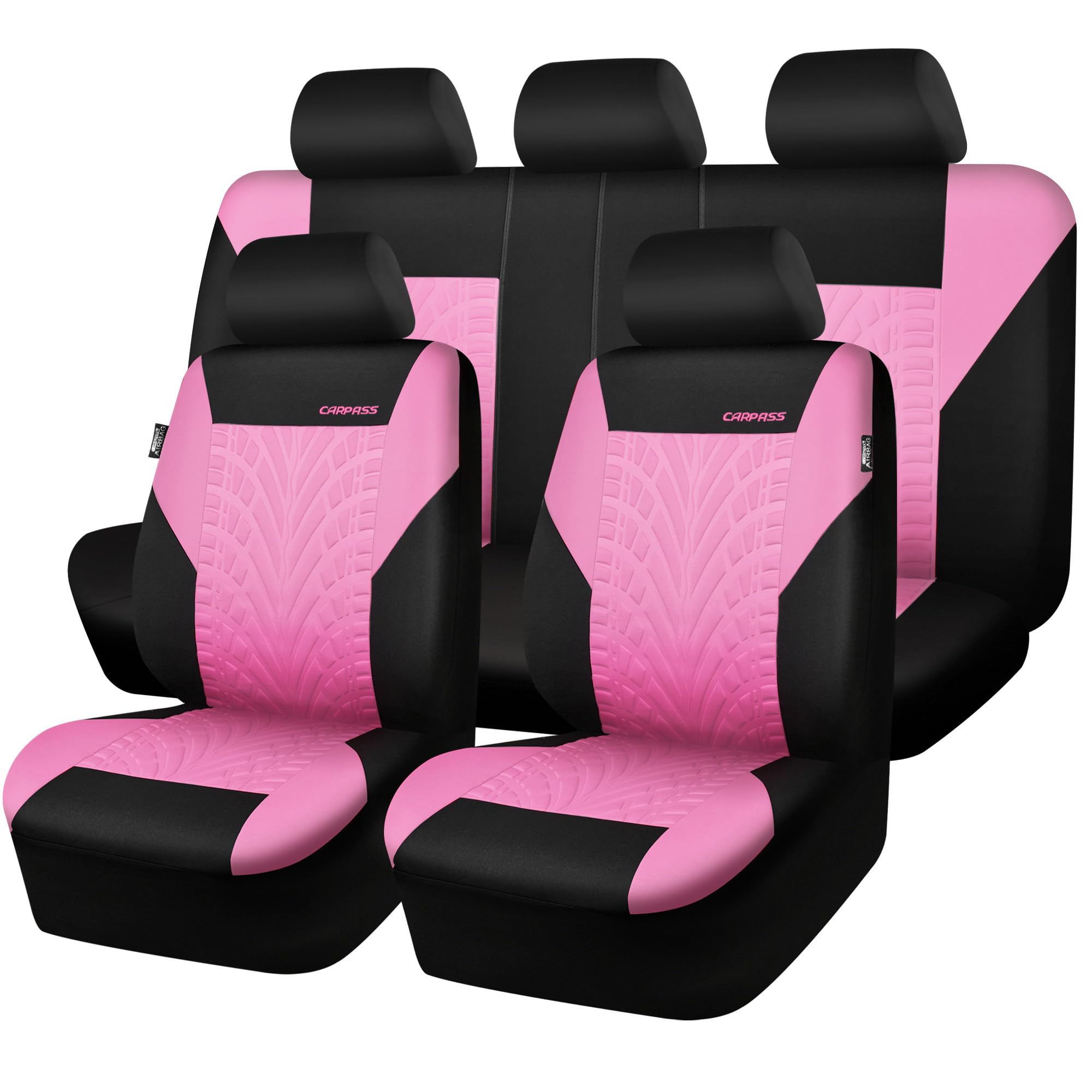 Conjunto Completo De Capas De Assento De Carro Car Pass, Ajuste Universal, Preto E Rosa
