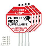 Sinal De Segurança Faittoo Video Surveillance 12x12cm, Pacote Com 4