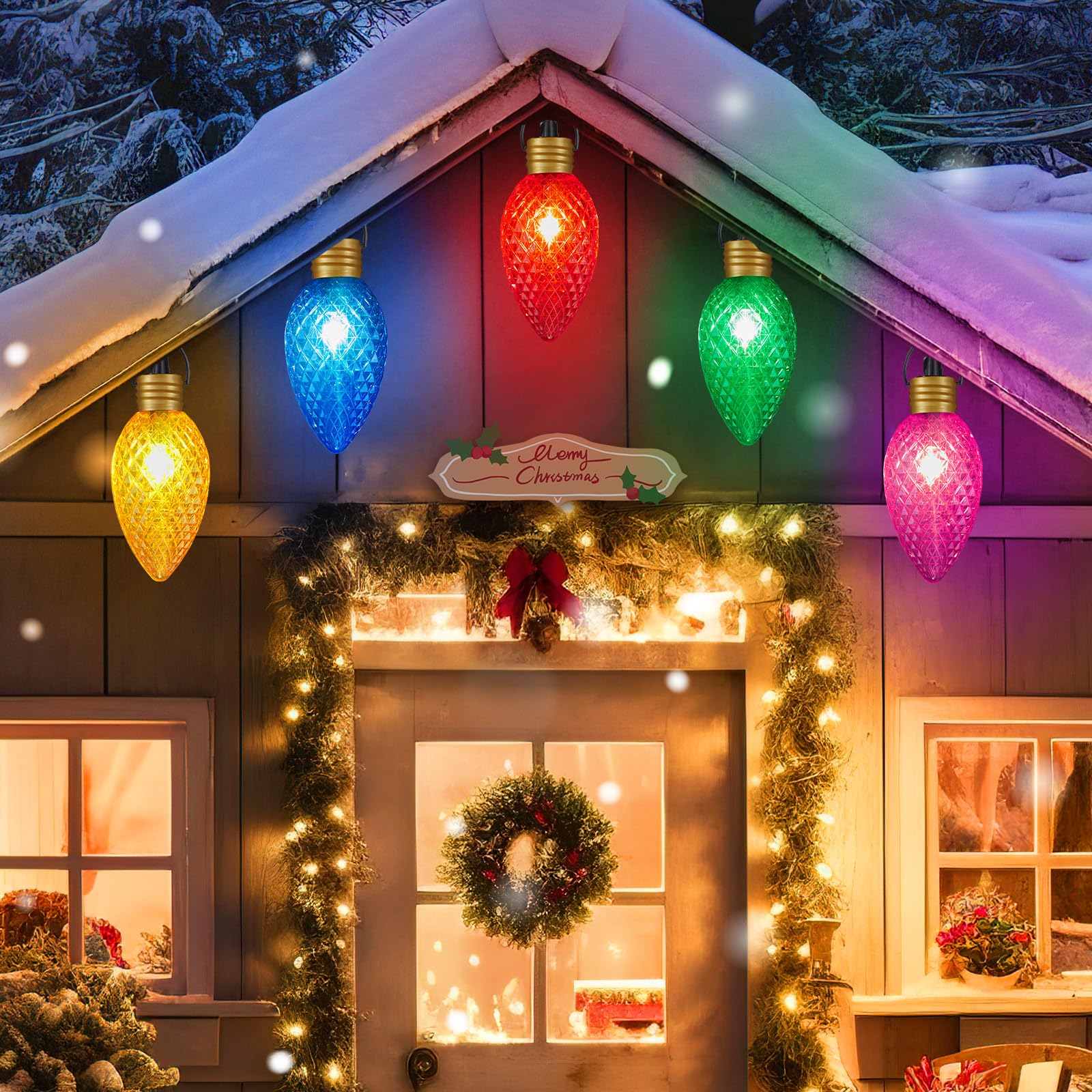 Luzes De Corda De Natal Minetom Super Jumbo Strawberry 11 Pés