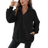 Jaqueta Feminina Rapbin Sherpa Fleece, Com Zíper, Preta, Tamanho P