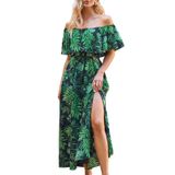 Vestido Cupshe Summer A Shape Off Shoulder, Comprimento Máximo L, Verde