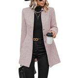Casaco Feminino Chouyatou, Casual De Negócios, Lã De Espinha De Peixe, Rosa