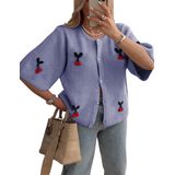 Suéter De Cardigã Tiqoje Casual Dressy Cherry Purple Para Mulheres