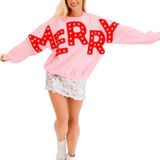 Moletom Feminino Sookabeila Com Lantejoulas, Natal, Vermelho, Poliéster