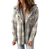 Jaqueta Feminina Dokotoo, De Inverno, Xadrez, Com Capuz, Forrada De Lã