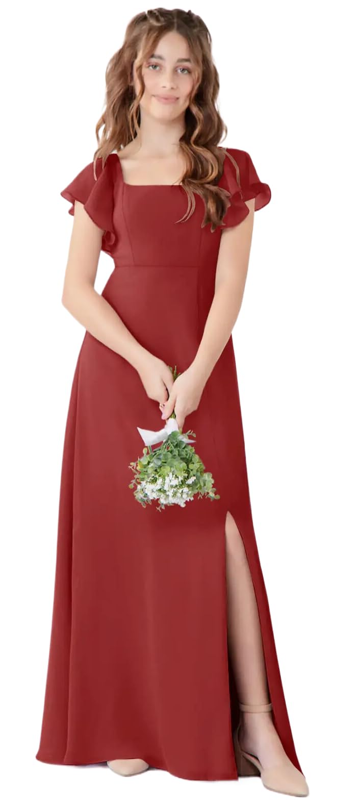 Vestido De Dama De Honra Jirocum Jr001 Para Criança Rust Long A Line