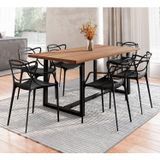 Conjunto Mesa De Jantar Rústica De Madeira Maciça Com 6 Cadeiras Allegra Preto/marrom