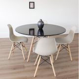 Conjunto Sala De Jantar Mesa Eiffel 120x75cm Tampo Mdf Com 4 Cadeiras Eiffel Pp Nude/preto