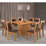 Conjunto De Jantar Mesa Quadrada Panama Com 8 Cadeiras Dalas Mel/bombom