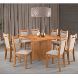 Conjunto De Jantar Mesa Quadrada Panama Com 8 Cadeiras Dalas Mel/marfim