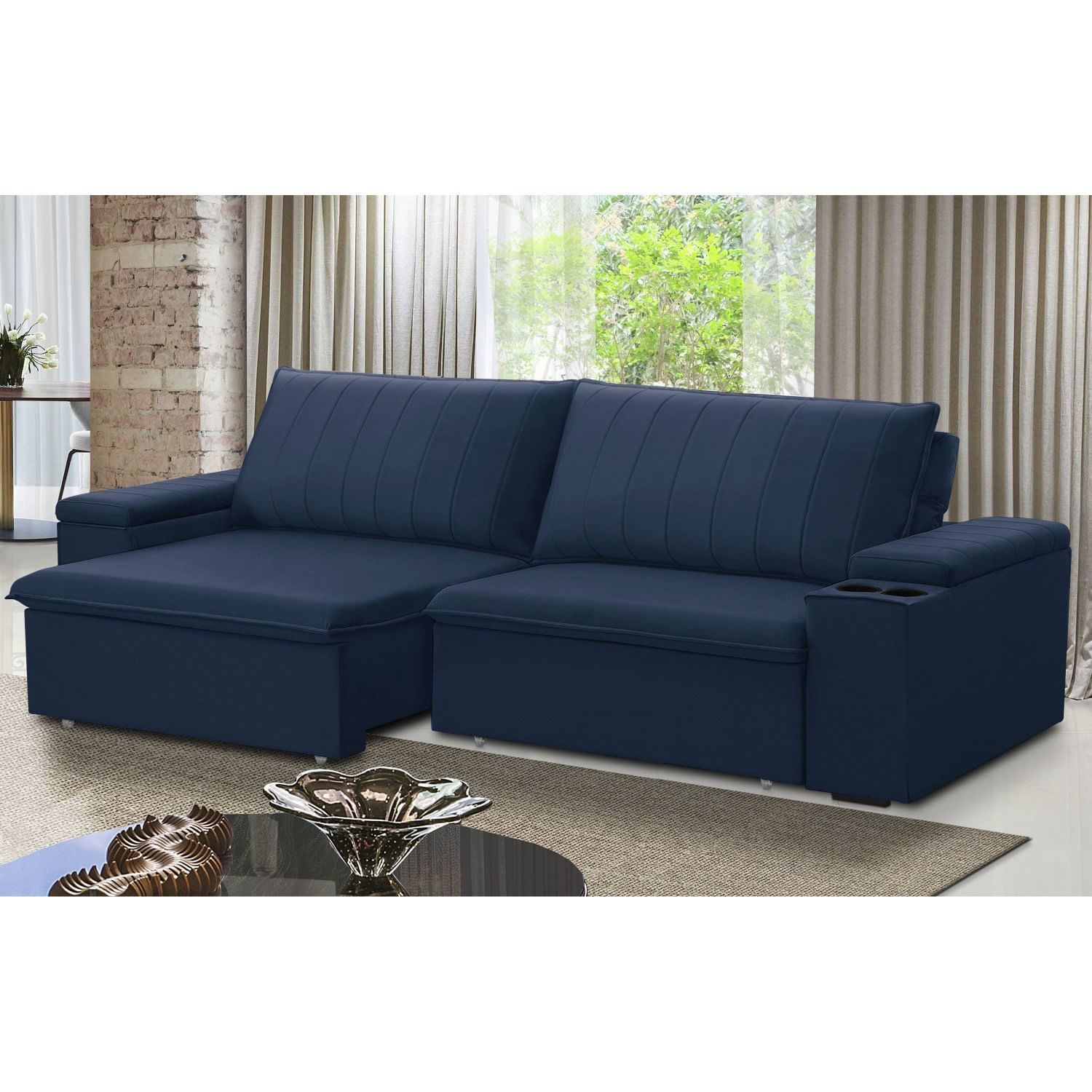 Sofá Retrátil E Reclinável 4 Lugares 245cm Com Porta Copos Ballarat