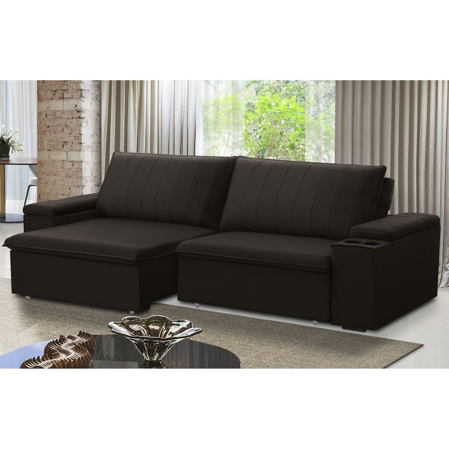 Sofá Retrátil E Reclinável 4 Lugares 245cm Com Porta Copos Ballarat