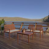 Conjunto Para Jardim Com 1 Sofá 2 Poltronas 1 Mesa De Centro Madeira Maciça Madeira