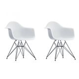 Kit 2 Poltronas Com Braço Base Cromada Eames Or Design Branco