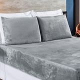 Jogo De Cama Solteiro Biasoft Manta Flannel 2 Peças - Cinza