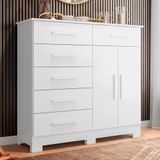 Cômoda Sapateira Mandarim 6 Gavetas 2 Portas Mdp Branco