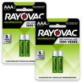 Pilhas Aaa Recarregável 600mah Rayovac 2 Cartelas - 04 Unidades