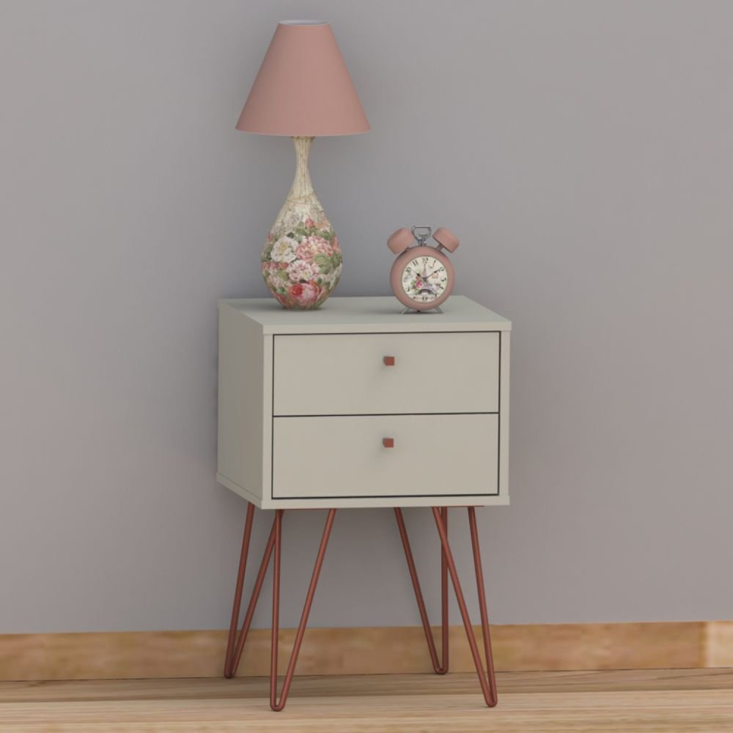 Mesa De Cabeceira 2 Gavetas Retrô Bled Olivar Preto/madeirado