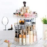 Super Organizador Teoliver Elegante Grande Porta Maquiagem Giratorio 360 Acrilico Guarda Olho Rimel Blush Paleta Sombra