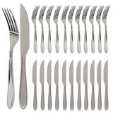 Kit 24 Talheres 12 Garfos 12 Facas Mesa Faqueiro Inox Mec G
