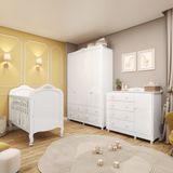 Quarto De Bebê Berço Guarda Roupa E Cômoda Maya Clássico Espresso Móveis Branco Brilho