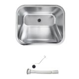 Tanque Lavanderia Aço Inox 201 Belcca 50x45cm Com Válvula E Sifão - Tl201-01