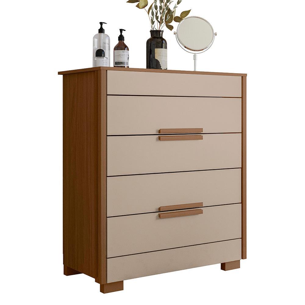 Cômoda Dhara 4 Gavetas Carvalho/fendi - Moval