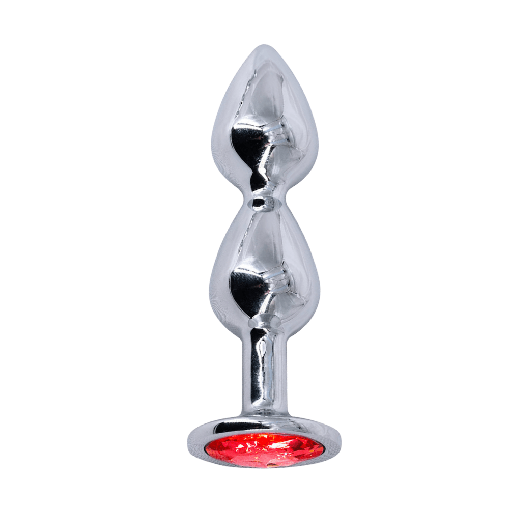 how to insert an anal plug Plug Anal Escalonado Em Aço 10,4cm X 3,6cm Base Com Pedra Vermelho 77g
