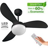 Ventilador de Teto Ventisol Fênix Inverter Black com Controle Remoto e Placa LED 20W Integrada Bivolt