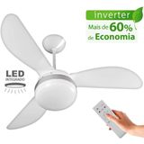 Ventilador de Teto Ventisol Fênix Inverter Branco/Silver, Controle Remoto e Placa LED 20W Integrada Bivolt