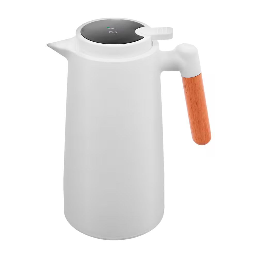 Garrafa Térmica Lyor Com Termômetro Tap E Cabo De Madeira - 1l