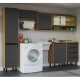 Lavanderia Modulada 6 Peças 6 Portas 4 Gavetas Confort Cinamomo/ Grafite