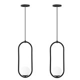 Luminaria Lustre Pendente Oval Globo Preto
