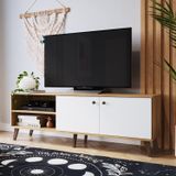 Rack Para Tv Até 65 Polegadas Com Pés Retro Rk530 Naturalle/branco Brilho