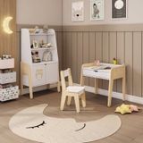 Conjunto Estante Com Mesa E Cadeira Infantil Corujinha casatema Branco/natural