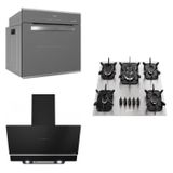 Forno Embutir 68l Inox, Coifa 90cm, Cooktop 5 Bocas Prata