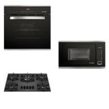 Conjunto De Cozinha Cooktop 5 Bocas Tripla Chama, Forno De Embutir 68 Litros, Micro-ondas 25 Litros Preto