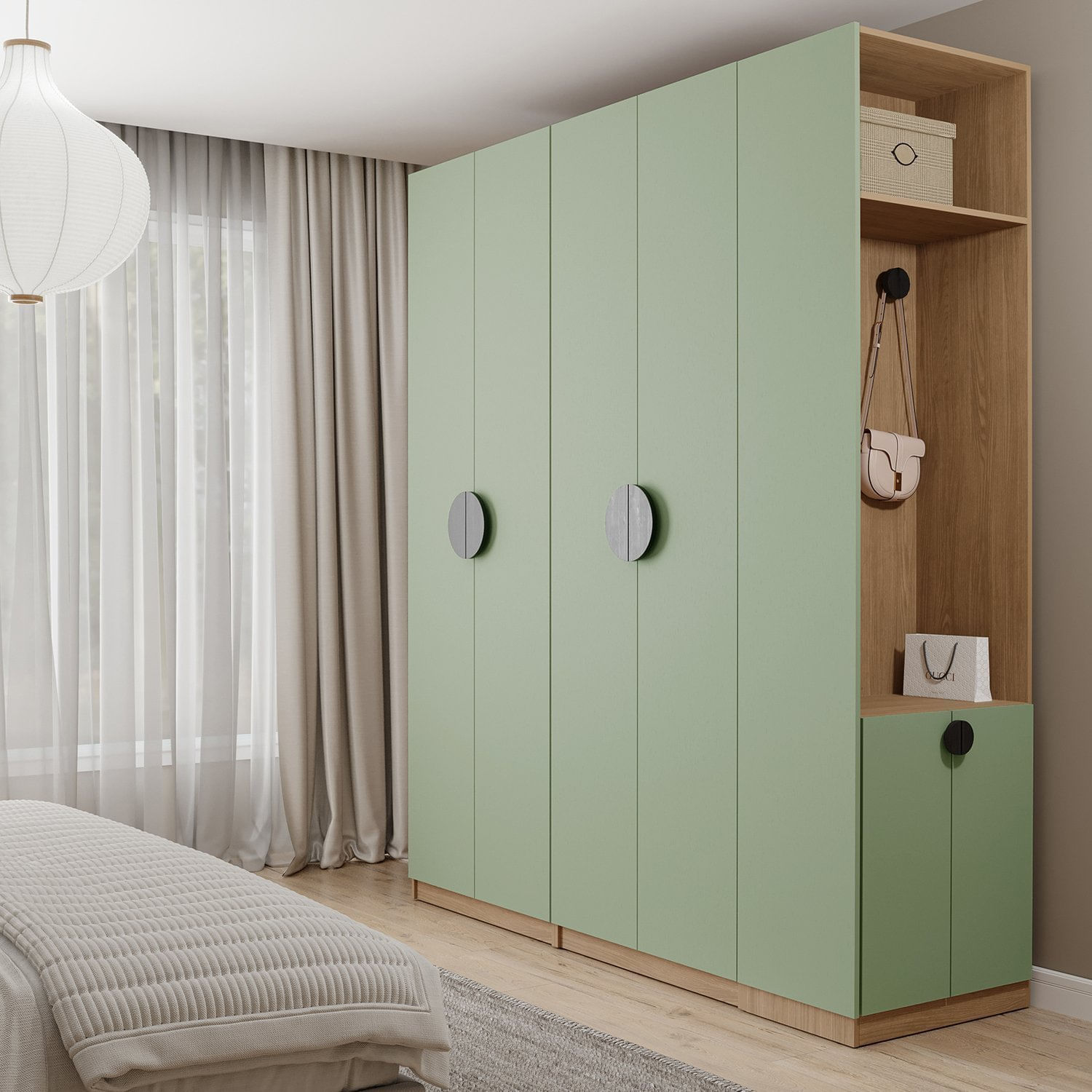 Conjunto Modulado Joy 3 Peças Cabideiros, Nicho Com 2 Gavetas E Sapateira Cabecasa Madeiramadeira