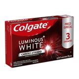 Kit 3 Pastas De Dente Colgate Carvão Ativado Luminous White 70g