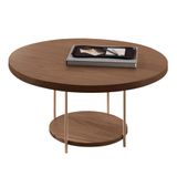 Mesa De Centro Redonda Pés Metálicos Mindy H01 Castanho - Mpozenato