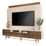 Estante Painel De Tv 85 Pol 220cm Évora H01 Castanho/off White - Mpozenato