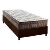 Cama Box Solteiro: Colchão Ortopédico D28 - Ag65 Anjos Star + Base Crc Suede Brown (88x188)