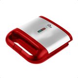 Sanduicheira Grill Elétrica Inox Kian 750w - Vermelho - 220v