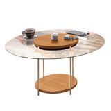 Mesa De Centro Redonda Tampo De Vidro Mindy H01 Cinamomo - Mpozenato